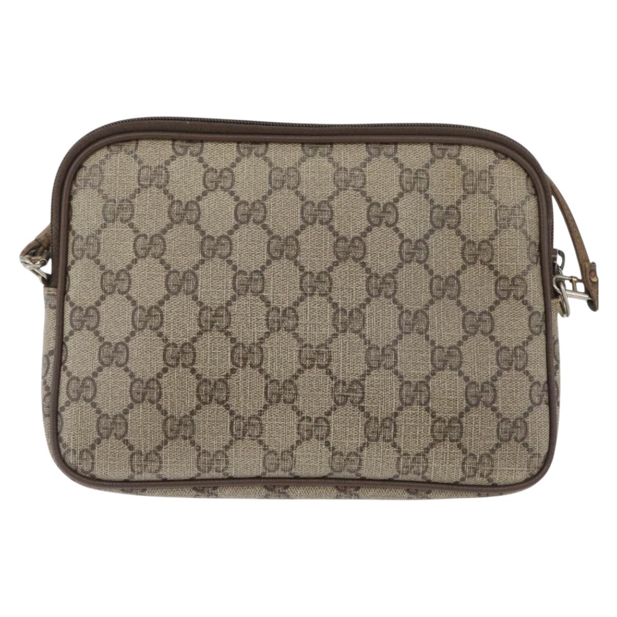 GUCCI GG Supreme Shoulder Bag PVC Beige Gold 97 02 068 Auth YKZ783