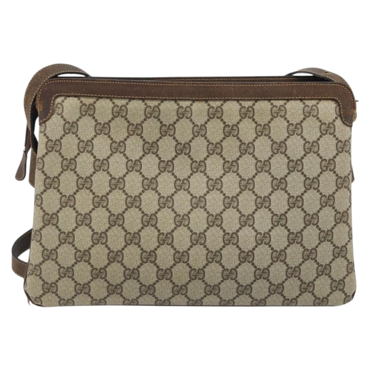 GUCCI GG Supreme Web Sherry Line Shoulder Bag PVC Beige Gold 010 378 Auth YKZ785