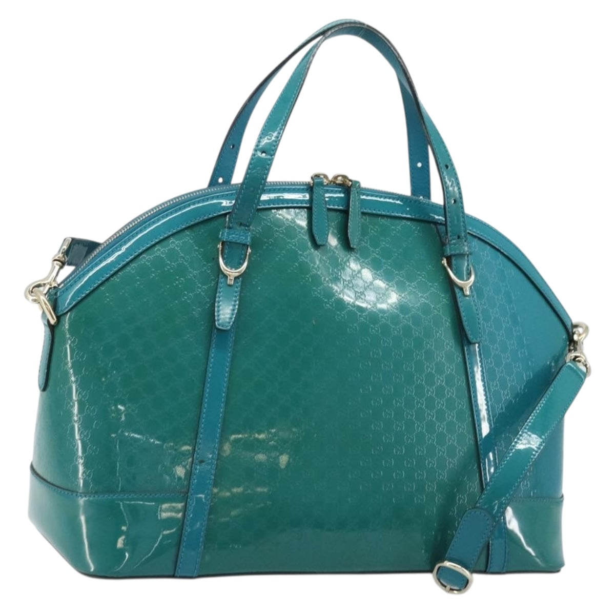 GUCCI Micro GG Supreme Hand Bag PVC 2way Outlet Green Silver Auth YKZ787