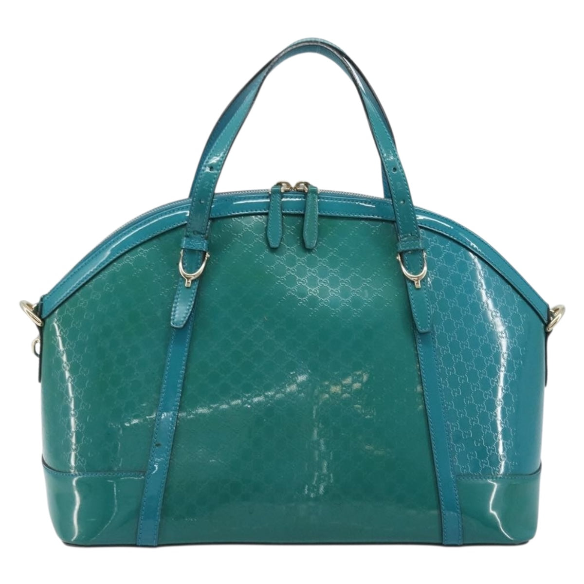 GUCCI Micro GG Supreme Hand Bag PVC 2way Outlet Green Silver Auth YKZ787