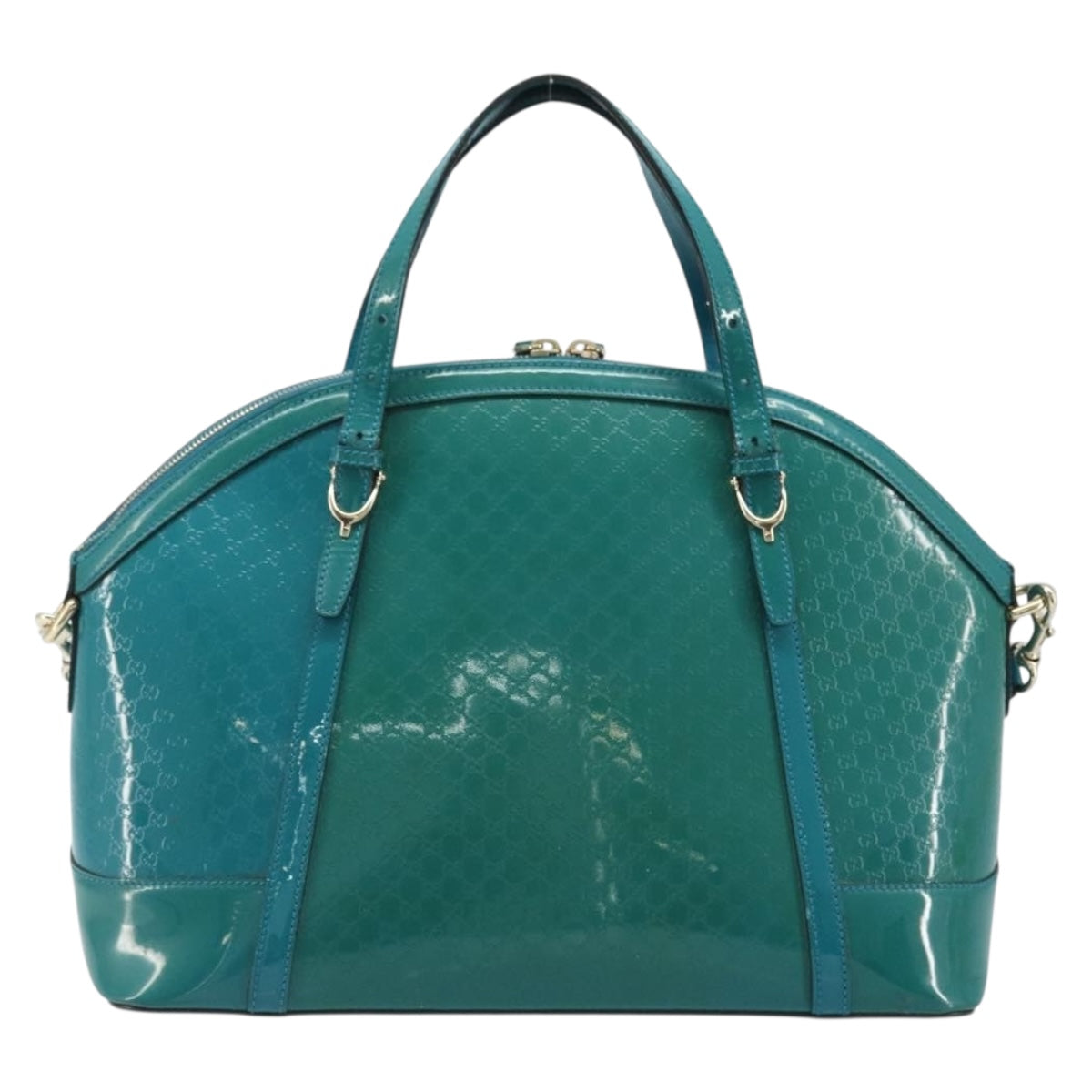 GUCCI Micro GG Supreme Hand Bag PVC 2way Outlet Green Silver Auth YKZ787