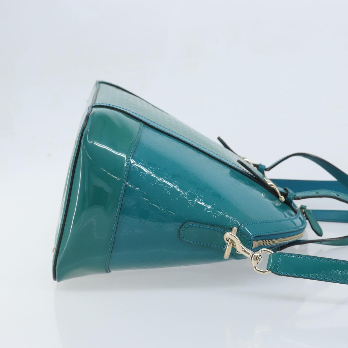 GUCCI Micro GG Supreme Hand Bag PVC 2way Outlet Green Silver Auth YKZ787