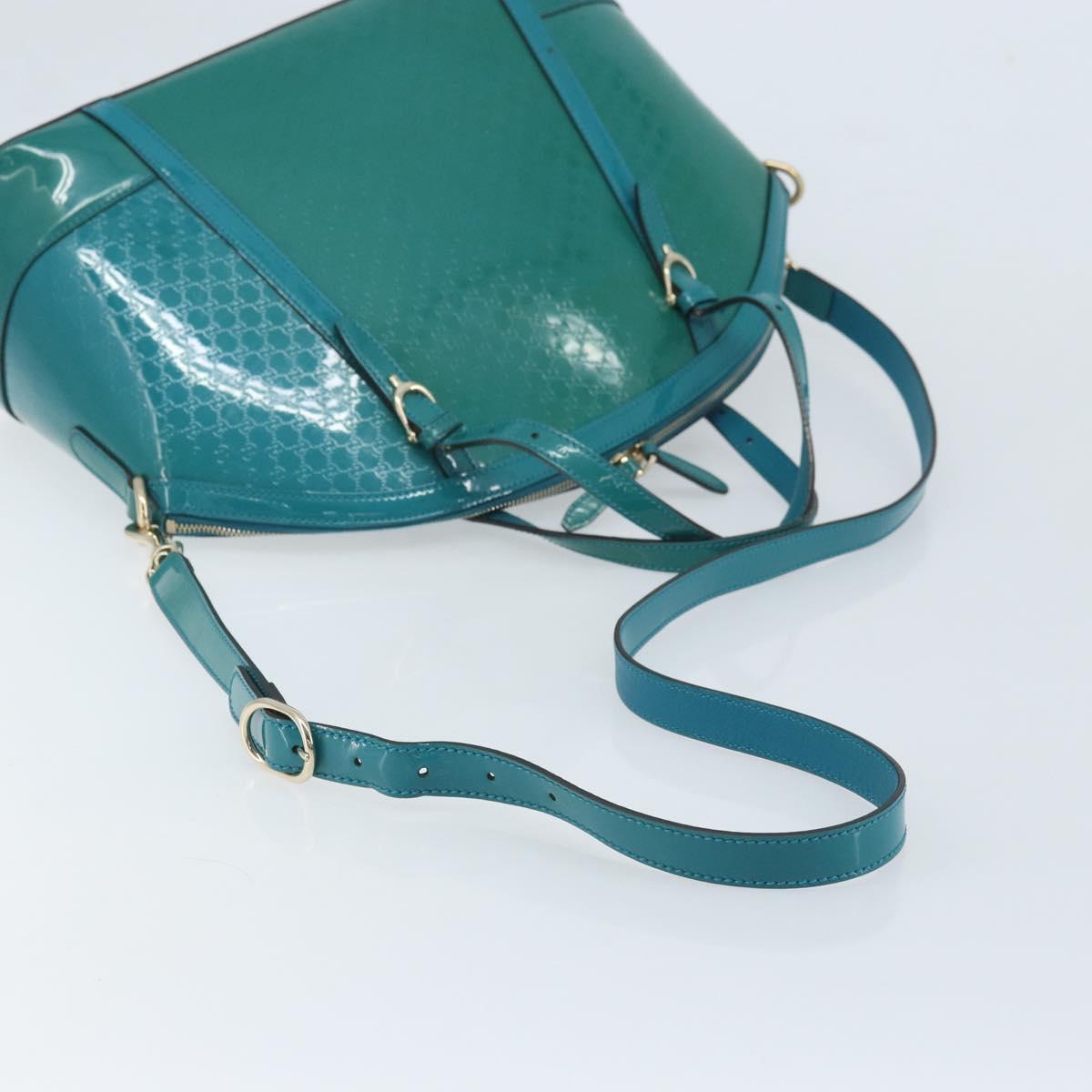 GUCCI Micro GG Supreme Hand Bag PVC 2way Outlet Green Silver Auth YKZ787