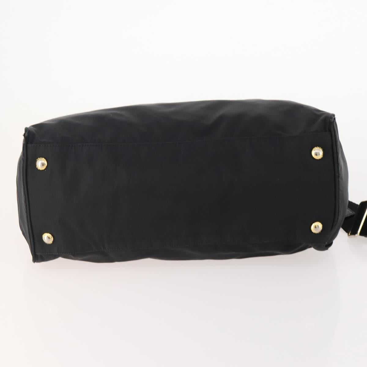PRADA Hand Bag Nylon 2way Black Gold Auth YKZ792