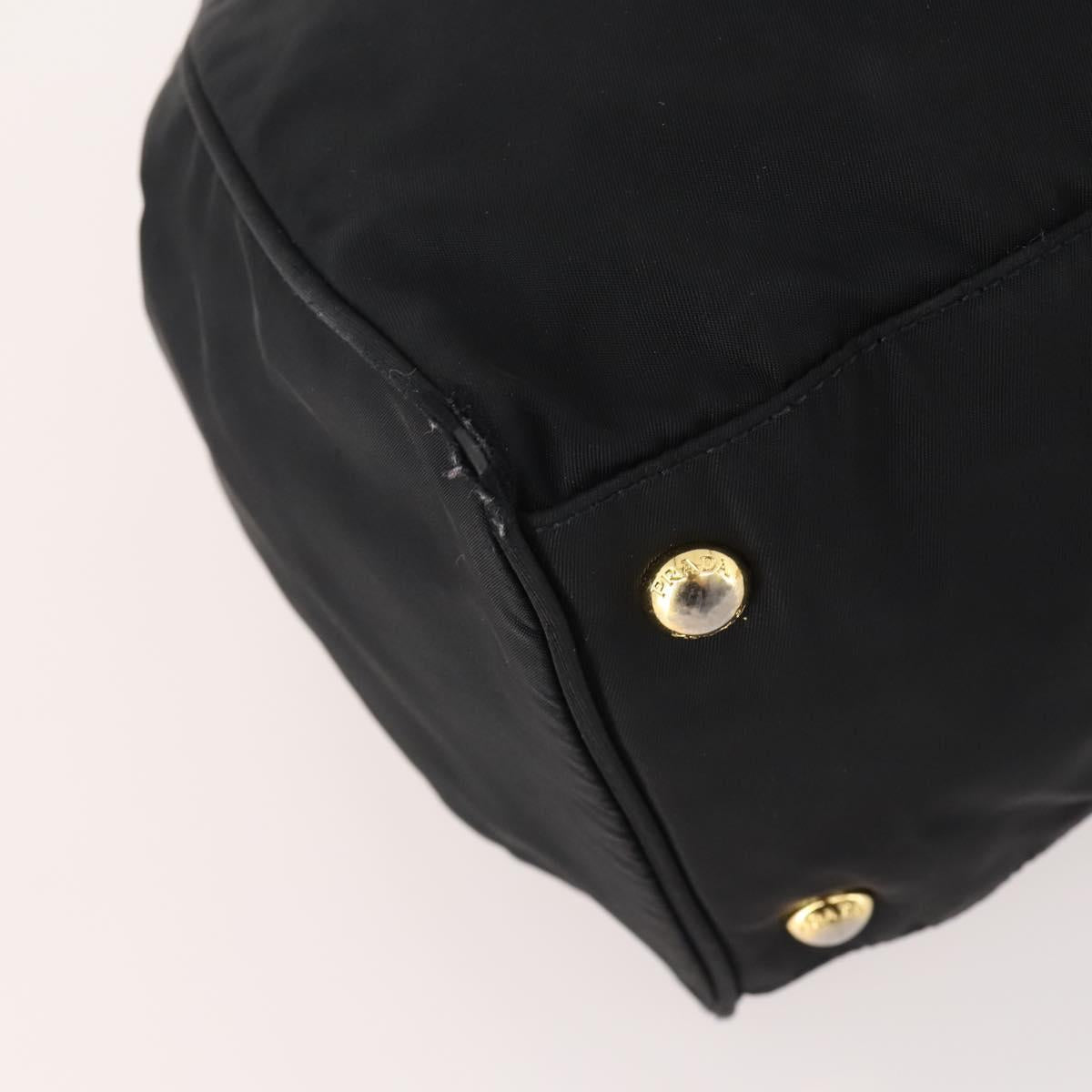PRADA Hand Bag Nylon 2way Black Gold Auth YKZ792