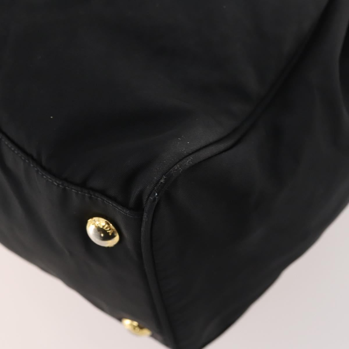 PRADA Hand Bag Nylon 2way Black Gold Auth YKZ792