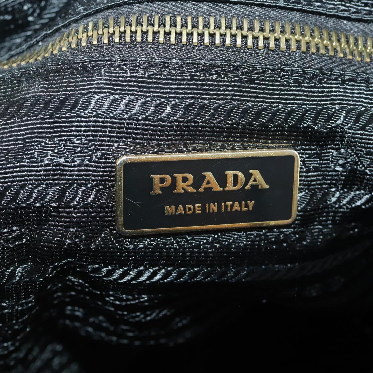 PRADA Hand Bag Nylon 2way Black Gold Auth YKZ792