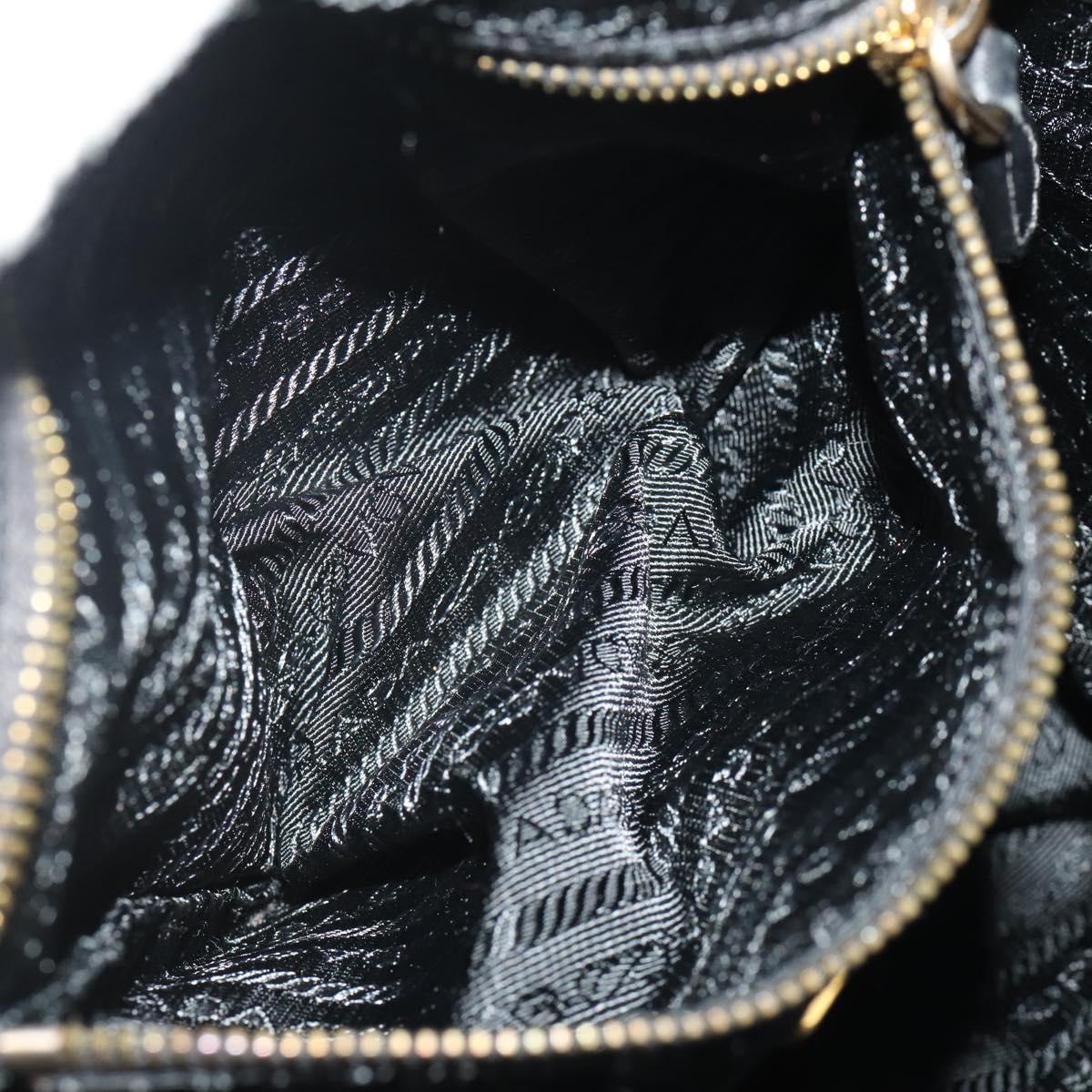 PRADA Hand Bag Nylon 2way Black Gold Auth YKZ792