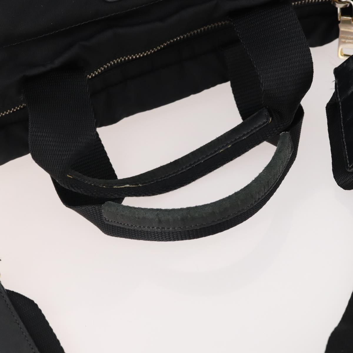 PRADA Hand Bag Nylon 2way Black Gold Auth YKZ792