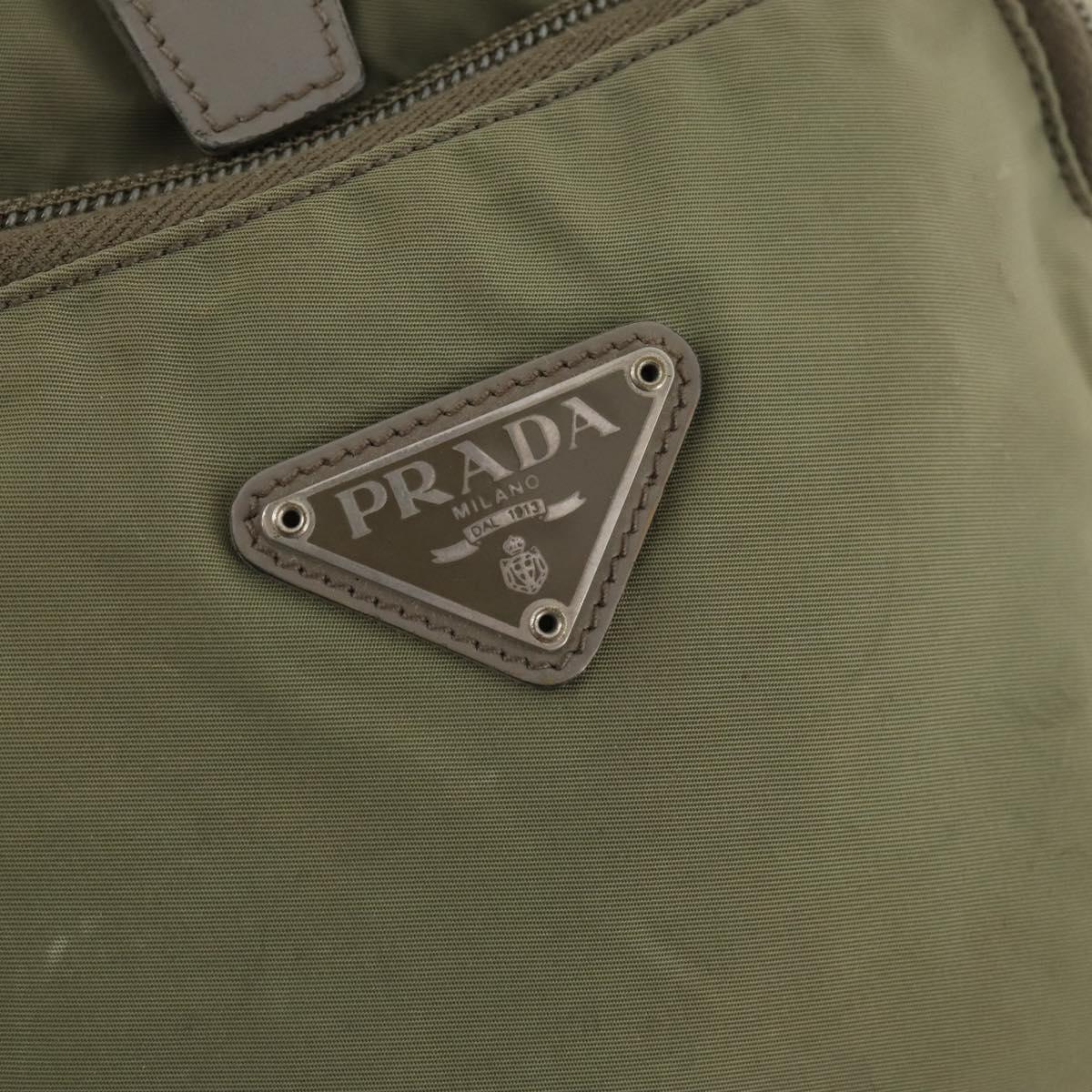 PRADA Backpack Nylon Beige Silver Auth YKZ795