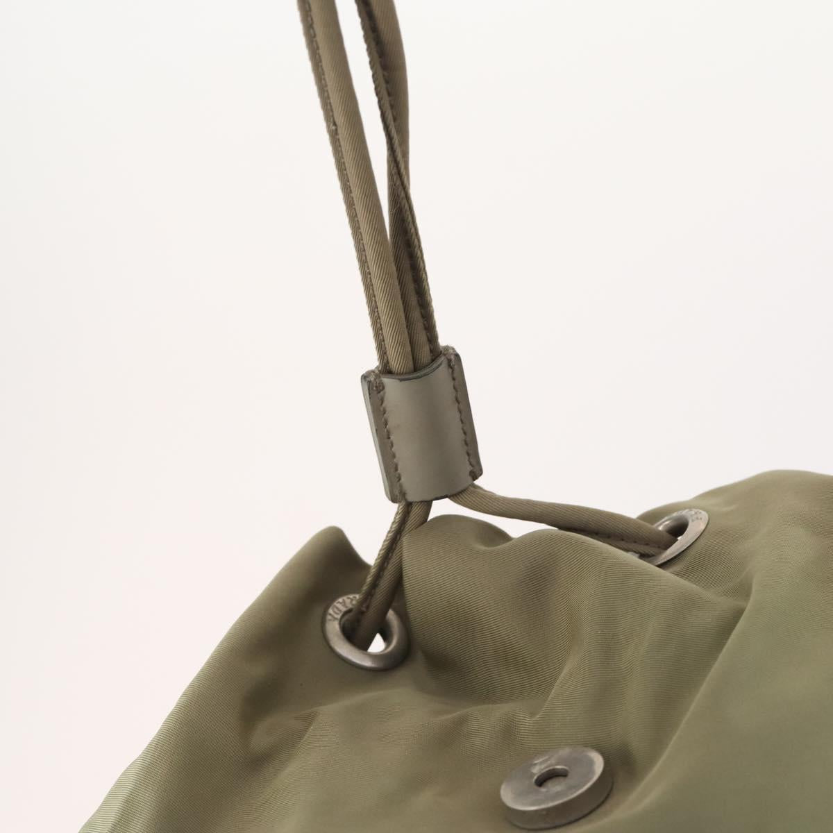 PRADA Backpack Nylon Beige Silver Auth YKZ795