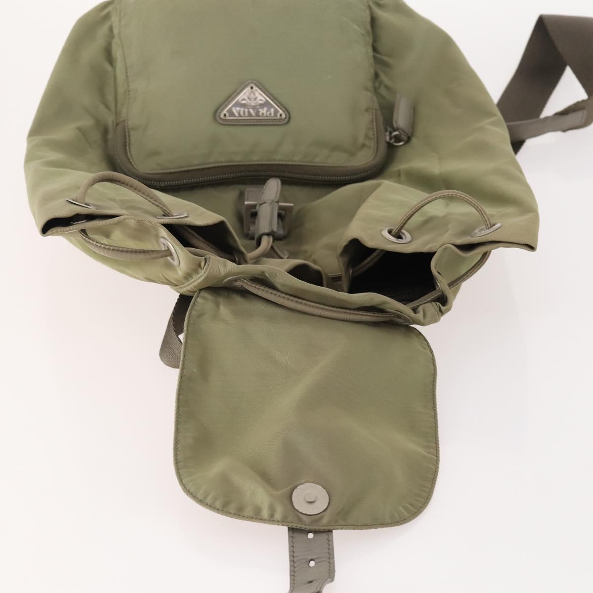 PRADA Backpack Nylon Beige Silver Auth YKZ795