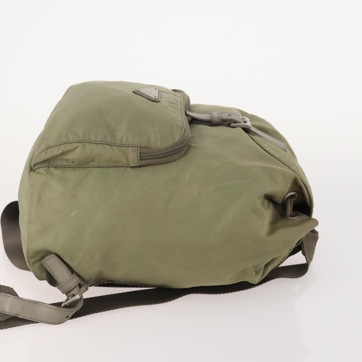 PRADA Backpack Nylon Beige Silver Auth YKZ795