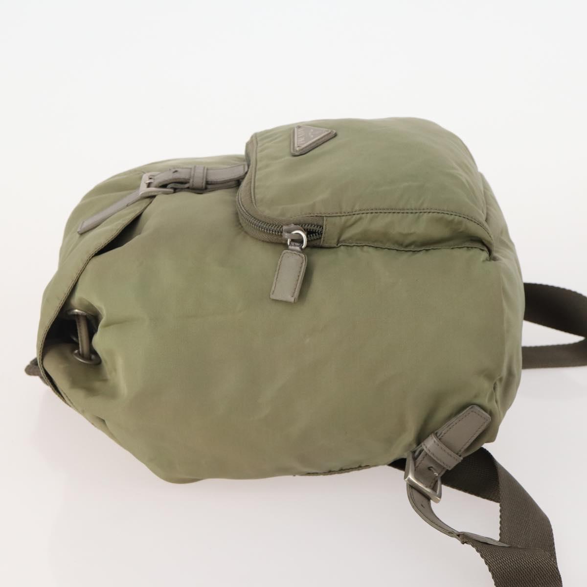 PRADA Backpack Nylon Beige Silver Auth YKZ795