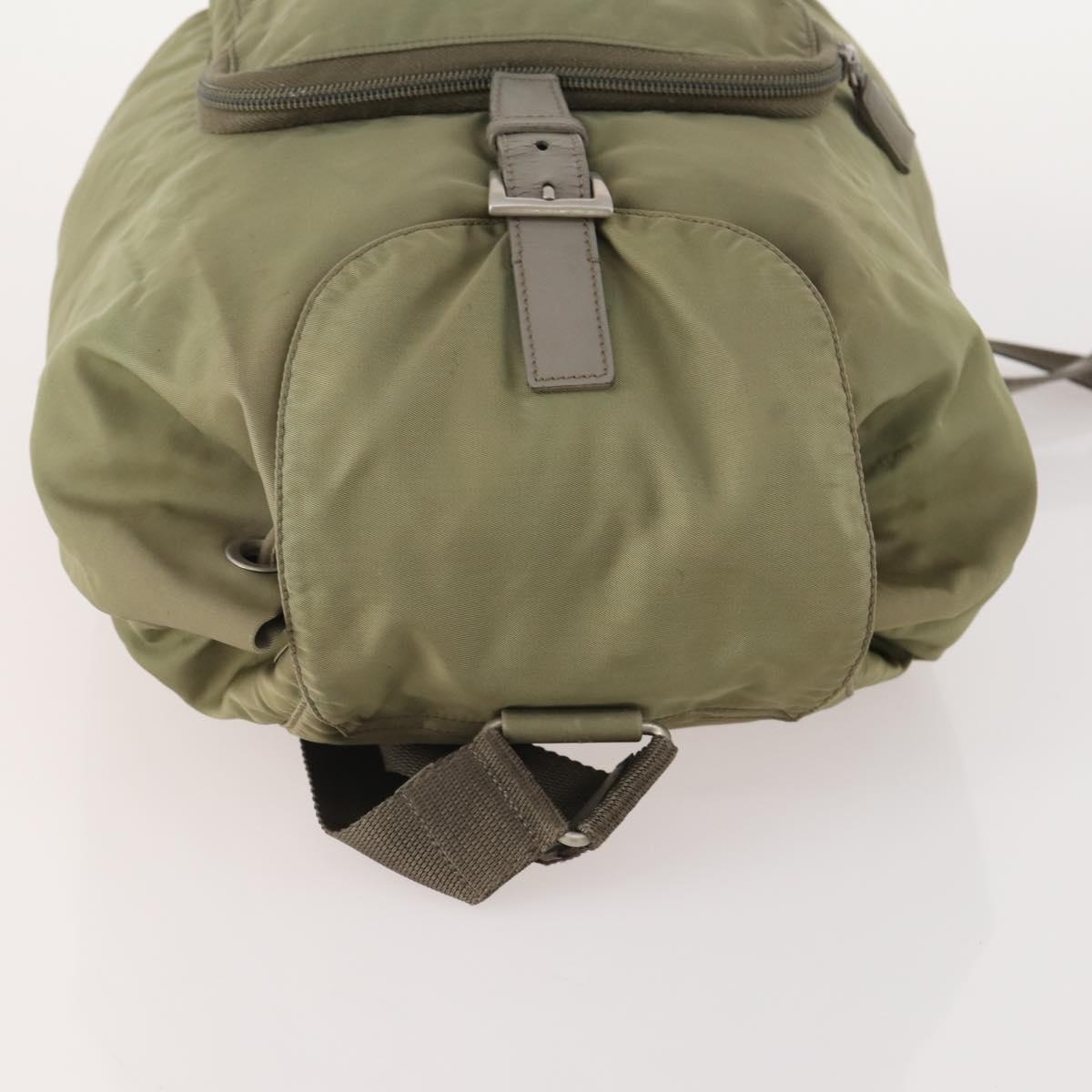 PRADA Backpack Nylon Beige Silver Auth YKZ795