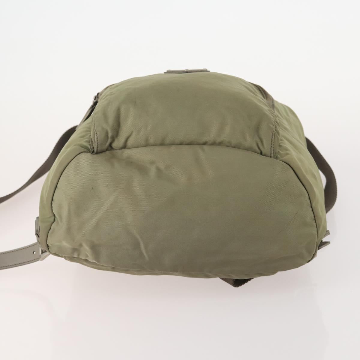 PRADA Backpack Nylon Beige Silver Auth YKZ795