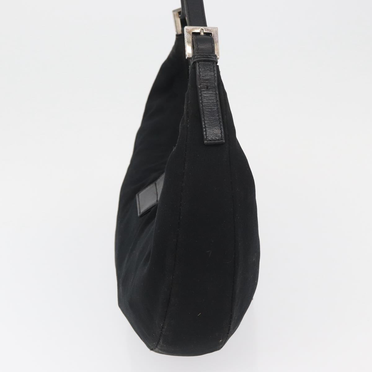 FENDI Mamma Baguette Shoulder Bag Nylon Black Silver Auth YKZ797