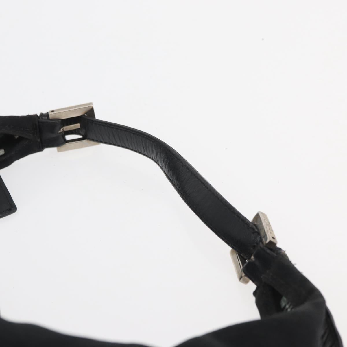 FENDI Mamma Baguette Shoulder Bag Nylon Black Silver Auth YKZ797