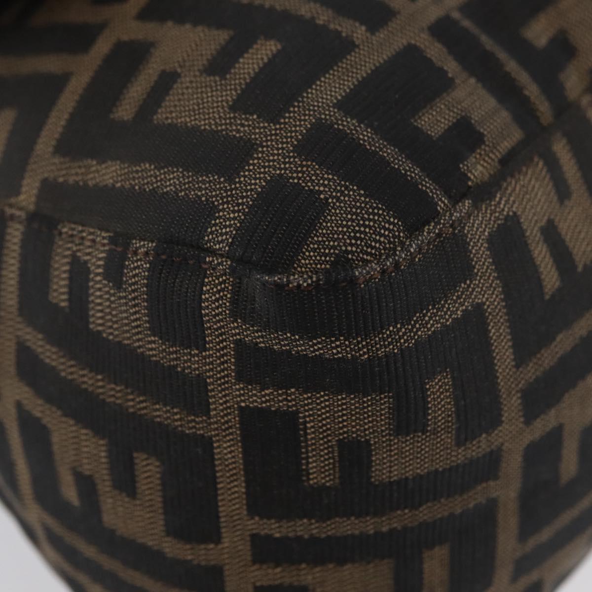 FENDI Zucca Canvas Mamma Baguette Shoulder Bag Brown Black Auth YKZ801A