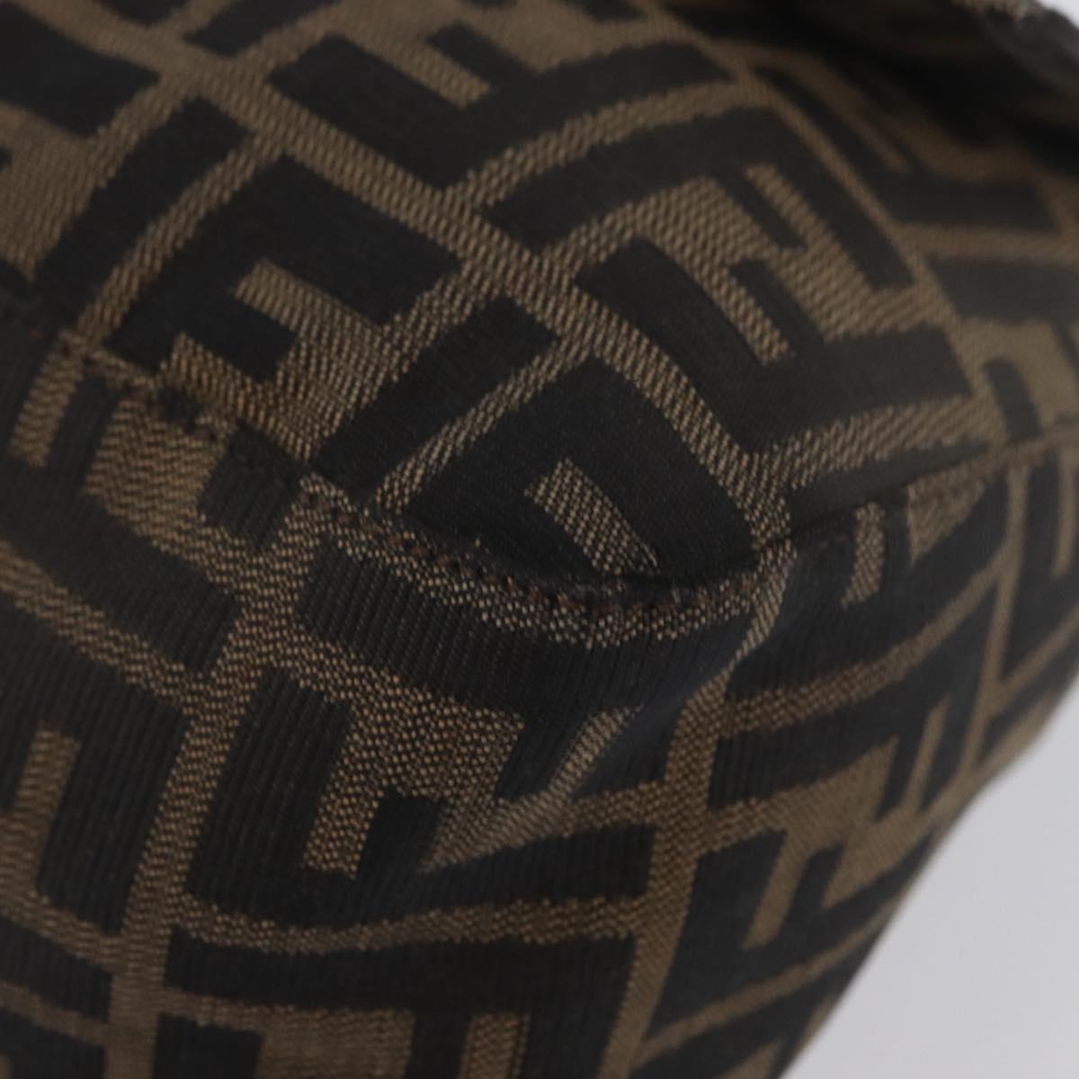 FENDI Zucca Canvas Mamma Baguette Shoulder Bag Brown Black Auth YKZ801A