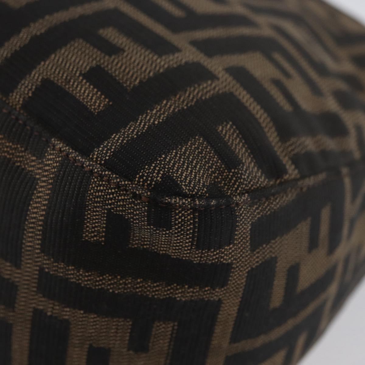 FENDI Zucca Canvas Mamma Baguette Shoulder Bag Brown Black Auth YKZ801A