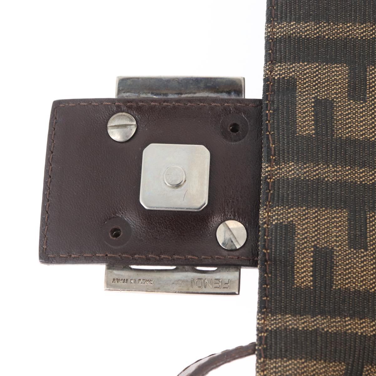 FENDI Zucca Canvas Mamma Baguette Shoulder Bag Brown Black Auth YKZ801A