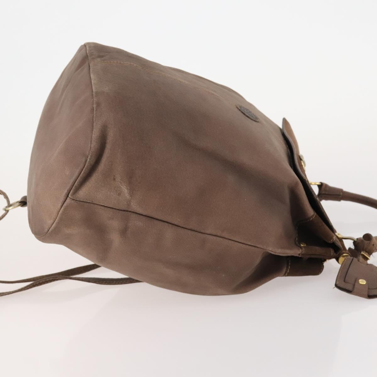 FENDI Shoulder Bag Suede 2way Brown Gold Auth YKZ803