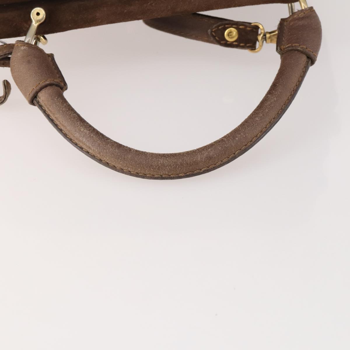 FENDI Shoulder Bag Suede 2way Brown Gold Auth YKZ803