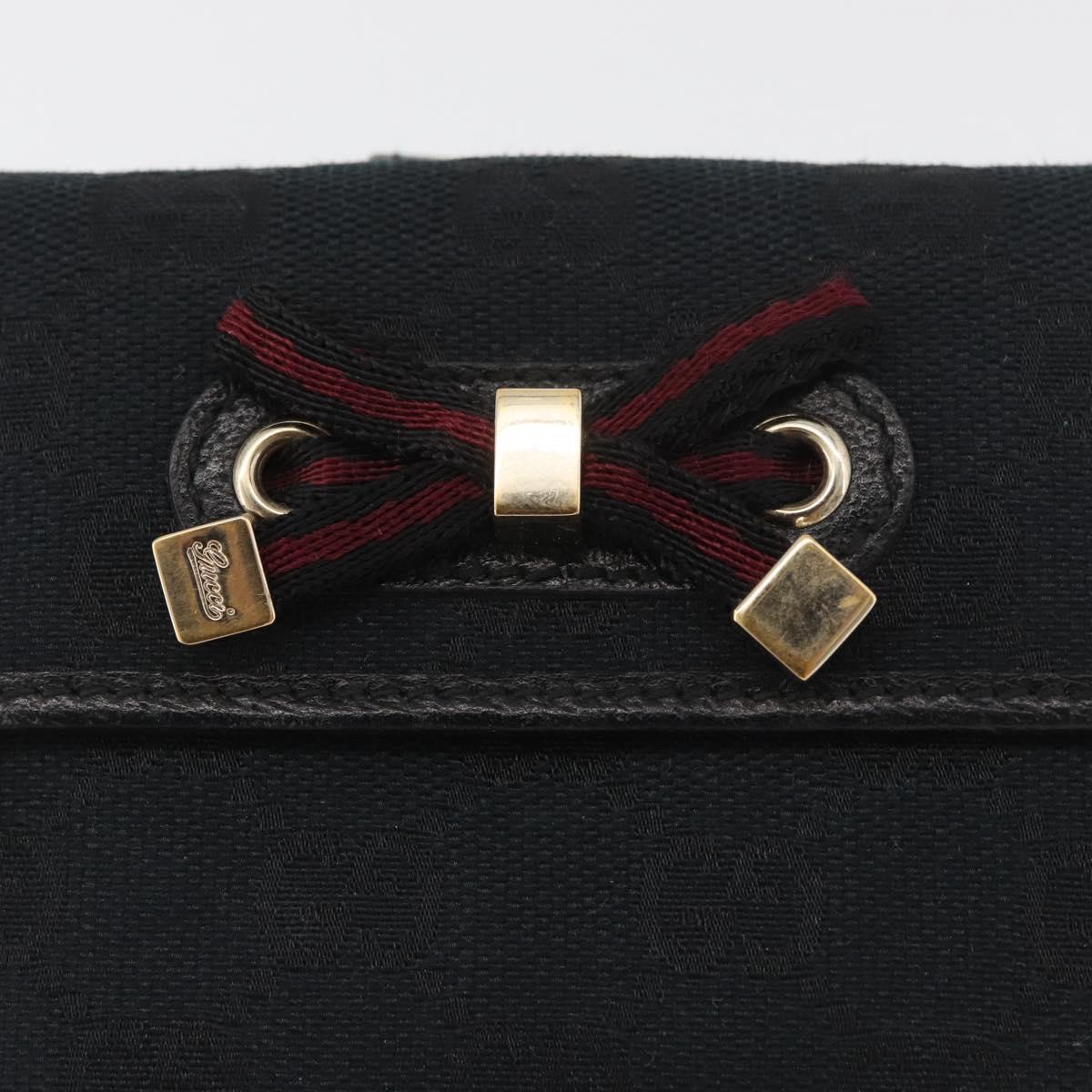 GUCCI GG Canvas Pretty Wallet Black Gold Navy 167466 Auth YKZ814A