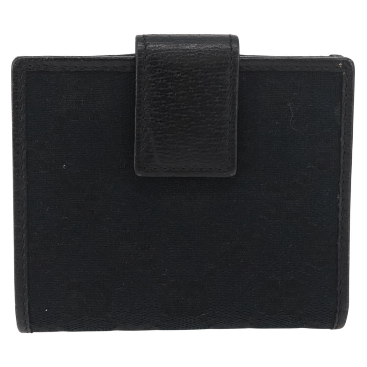 GUCCI GG Canvas Pretty Wallet Black Gold Navy 167466 Auth YKZ814A