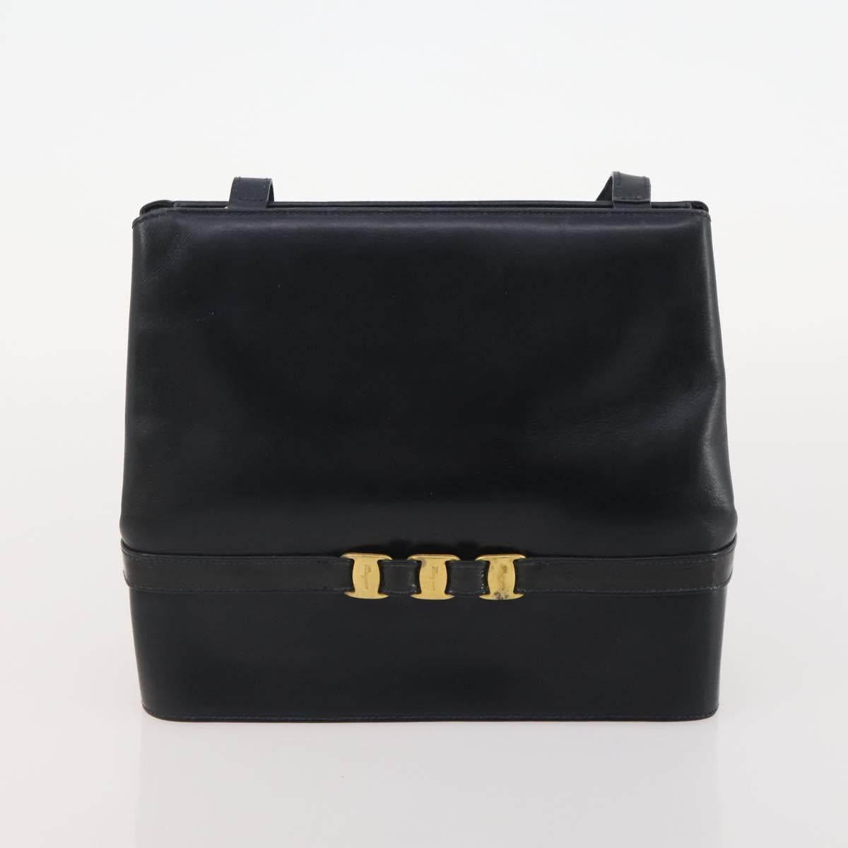 Salvatore Ferragamo Shoulder Bag Leather 2 Set Black Yellow Auth YKZ815