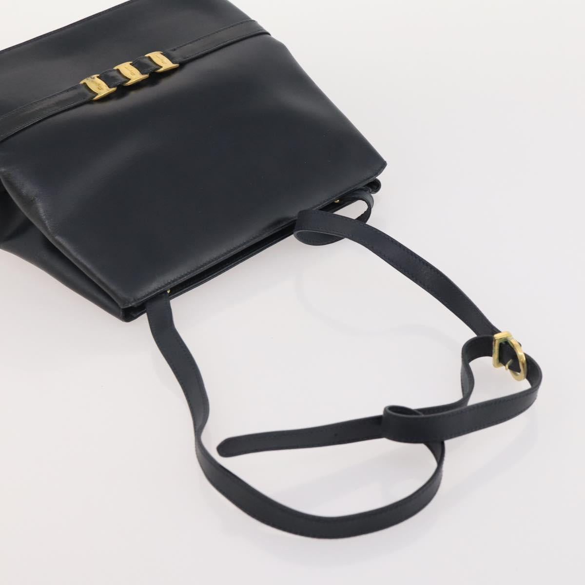 Salvatore Ferragamo Shoulder Bag Leather 2 Set Black Yellow Auth YKZ815