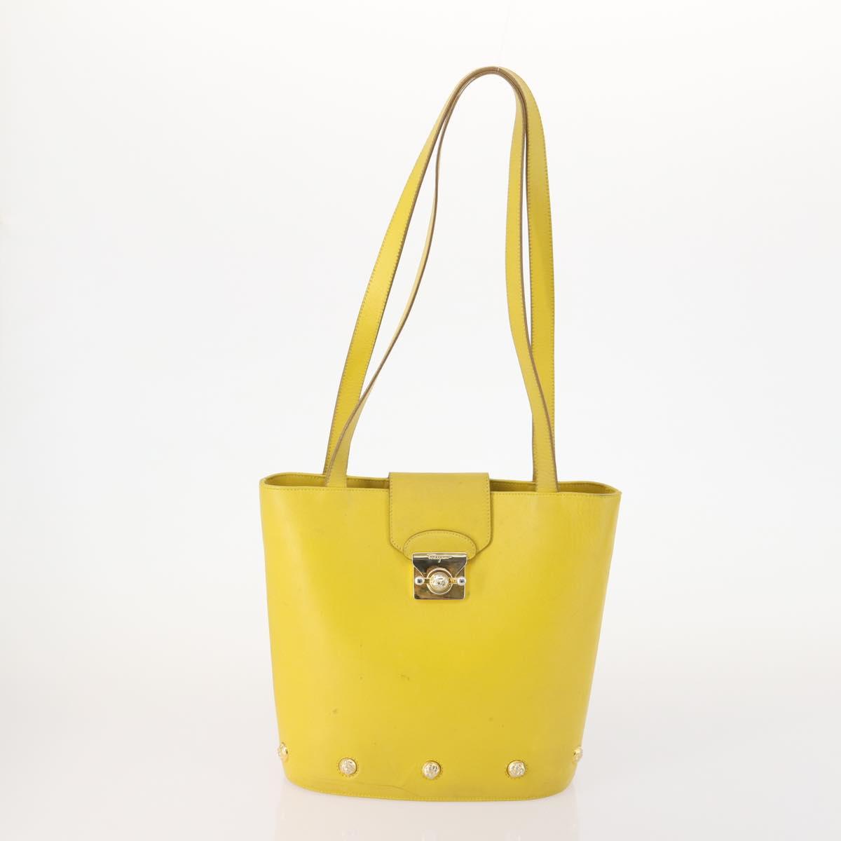 Salvatore Ferragamo Shoulder Bag Leather 2 Set Black Yellow Auth YKZ815