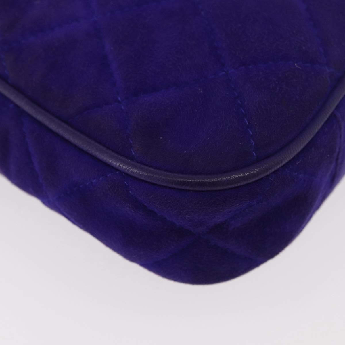CHANEL Matelasse Chain Hand Bag Suede Purple Gold CC Auth YKZ821A