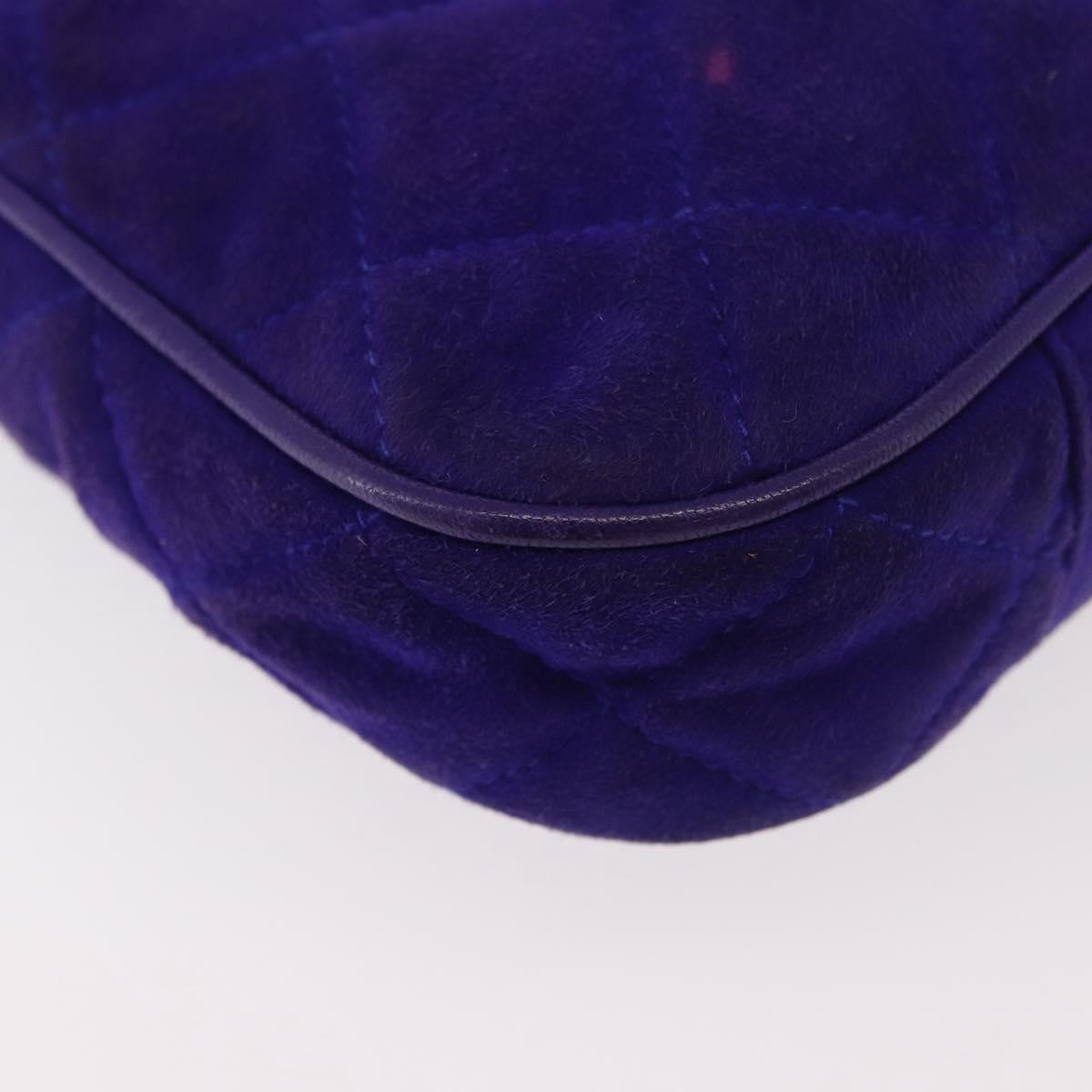 CHANEL Matelasse Chain Hand Bag Suede Purple Gold CC Auth YKZ821A