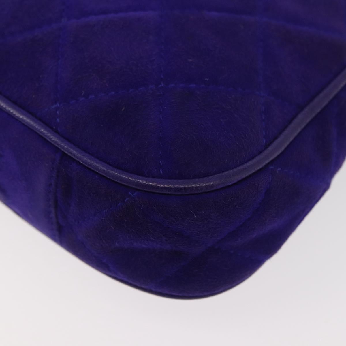 CHANEL Matelasse Chain Hand Bag Suede Purple Gold CC Auth YKZ821A