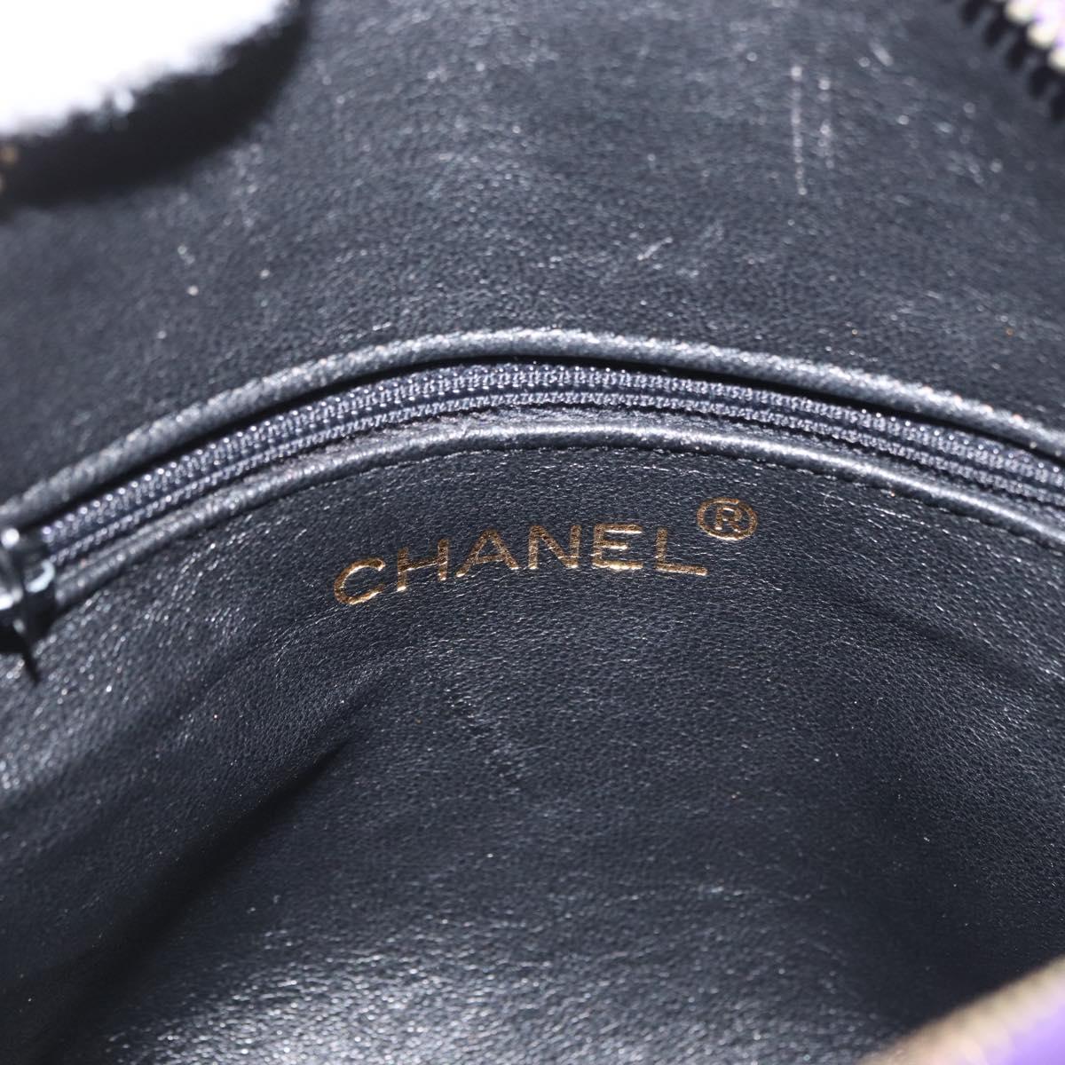 CHANEL Matelasse Chain Hand Bag Suede Purple Gold CC Auth YKZ821A
