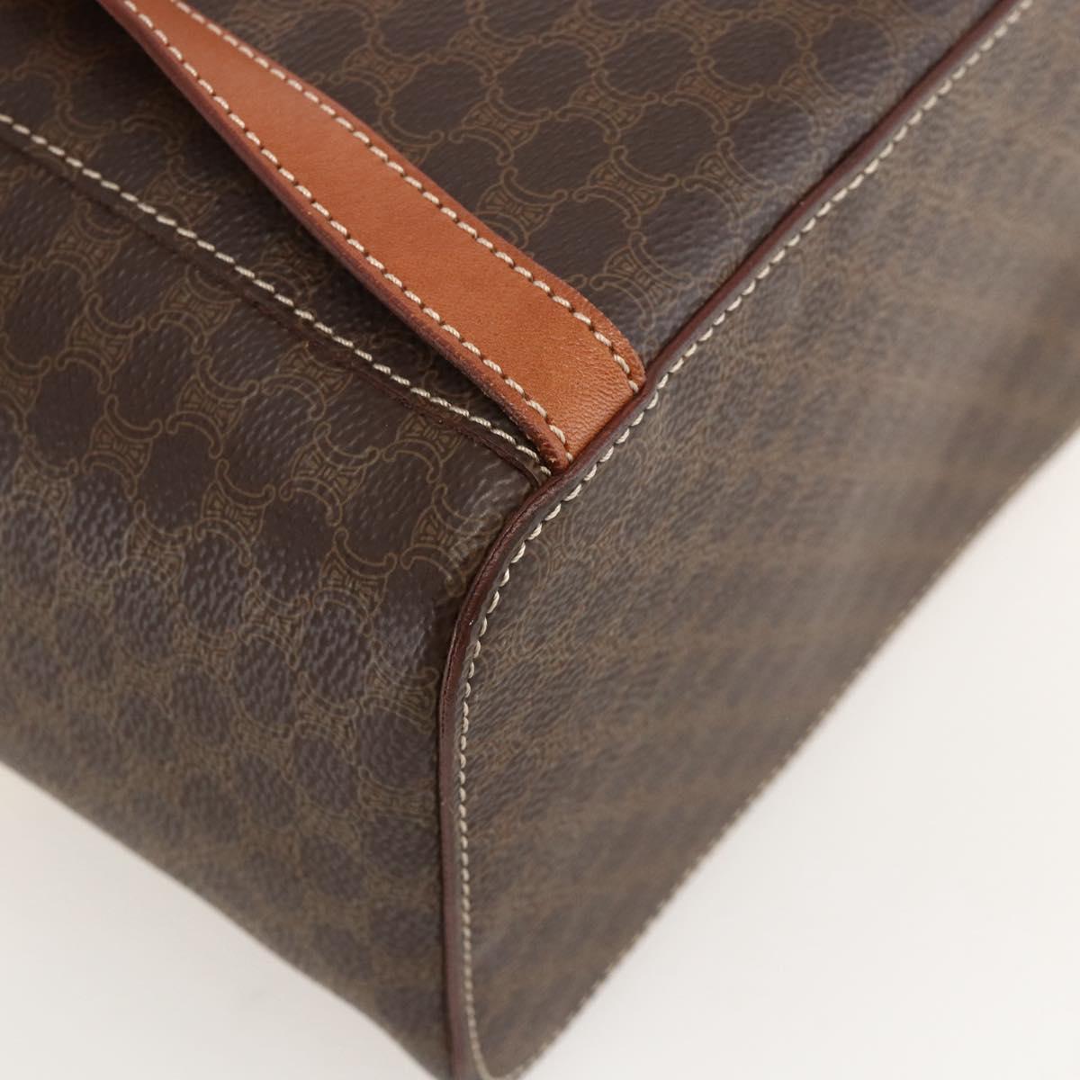 CELINE Macadam Canvas Backpack PVC Leather Brown Gold Auth YKZ829A