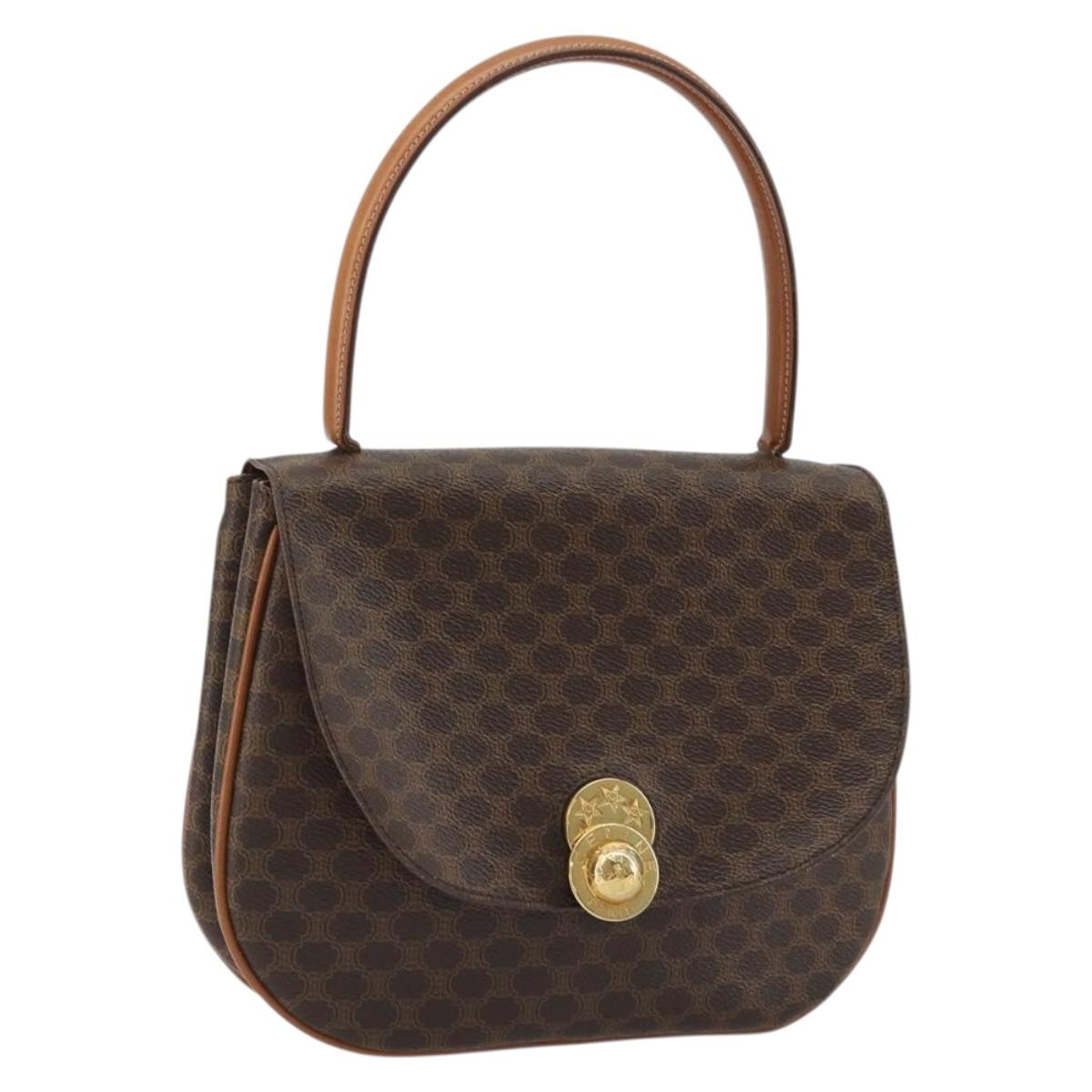 CELINE Macadam Canvas Star Ball Hand Bag Brown Gold Auth YKZ830A