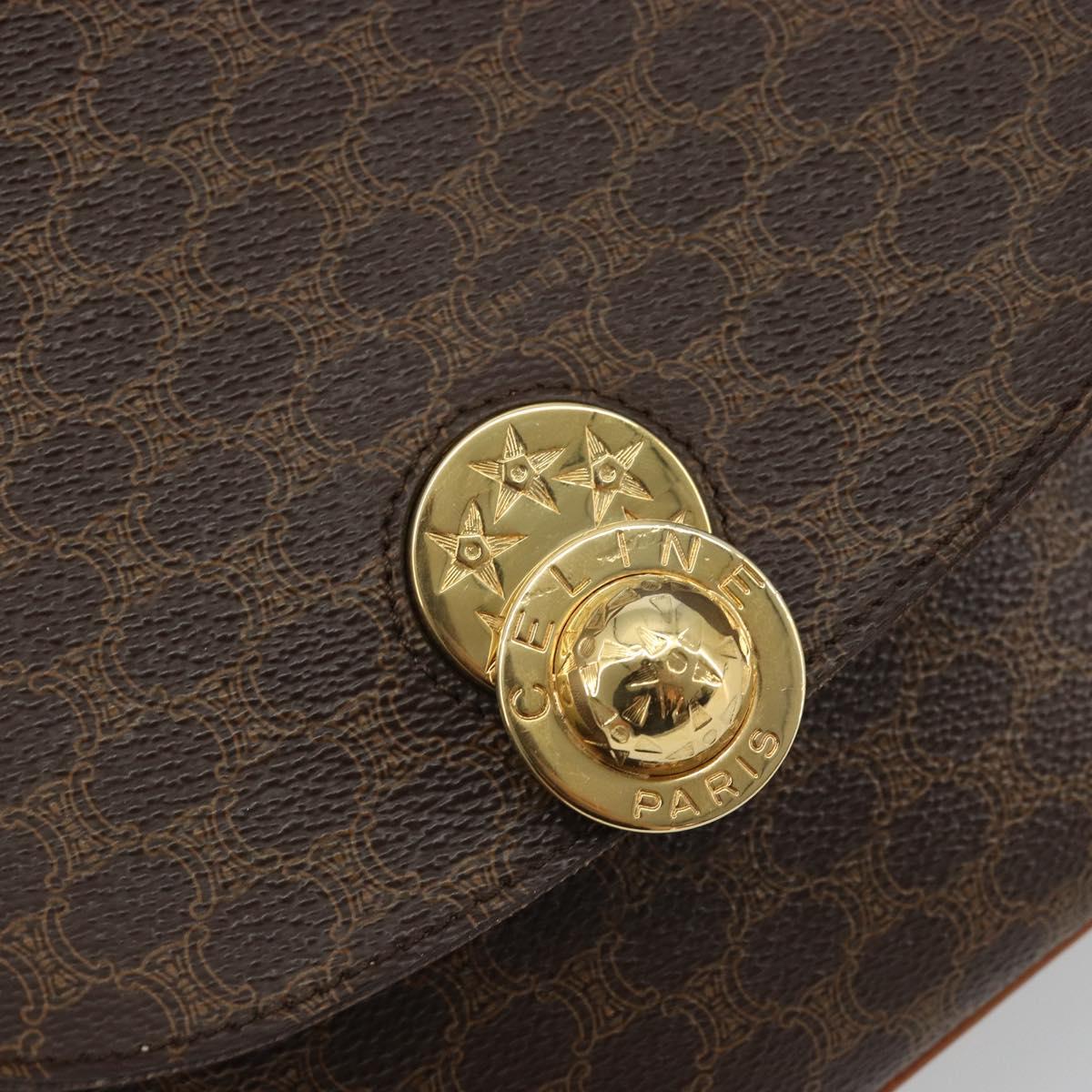 CELINE Macadam Canvas Star Ball Hand Bag Brown Gold Auth YKZ830A