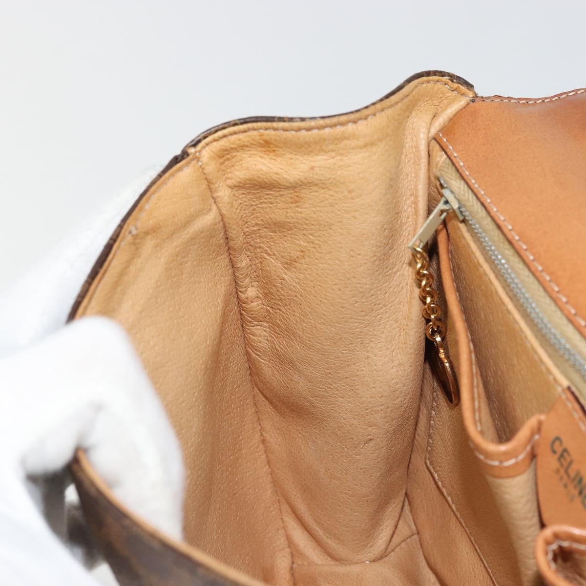 CELINE Macadam Canvas Star Ball Hand Bag Brown Gold Auth YKZ830A