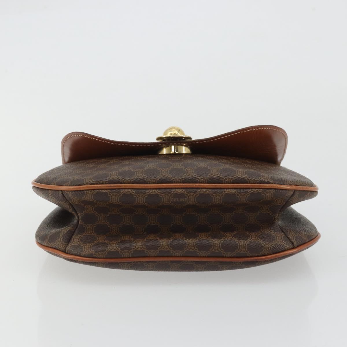 CELINE Macadam Canvas Star Ball Hand Bag Brown Gold Auth YKZ830A
