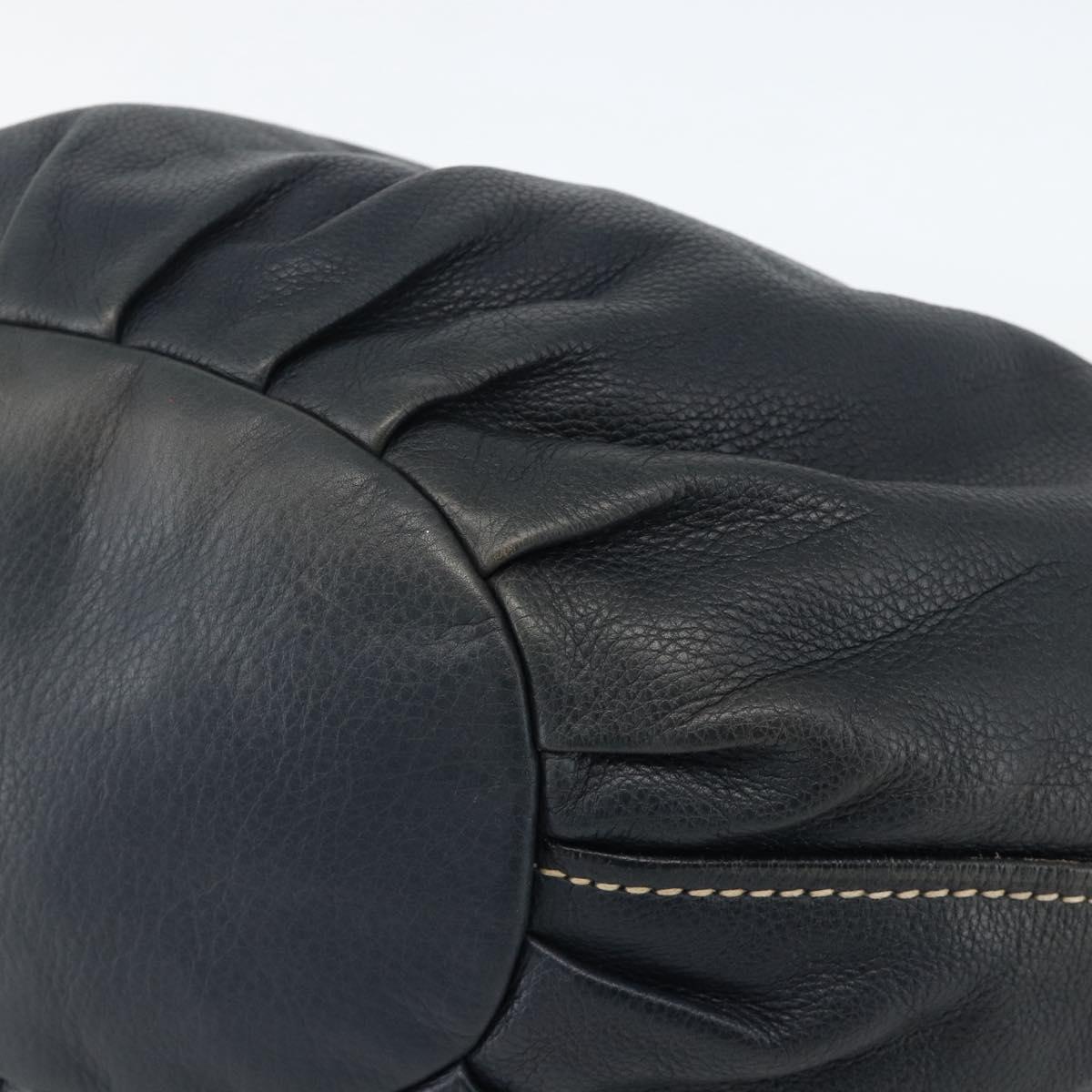 Miu Miu Hand Bag Leather Navy Gold Auth YKZ870A