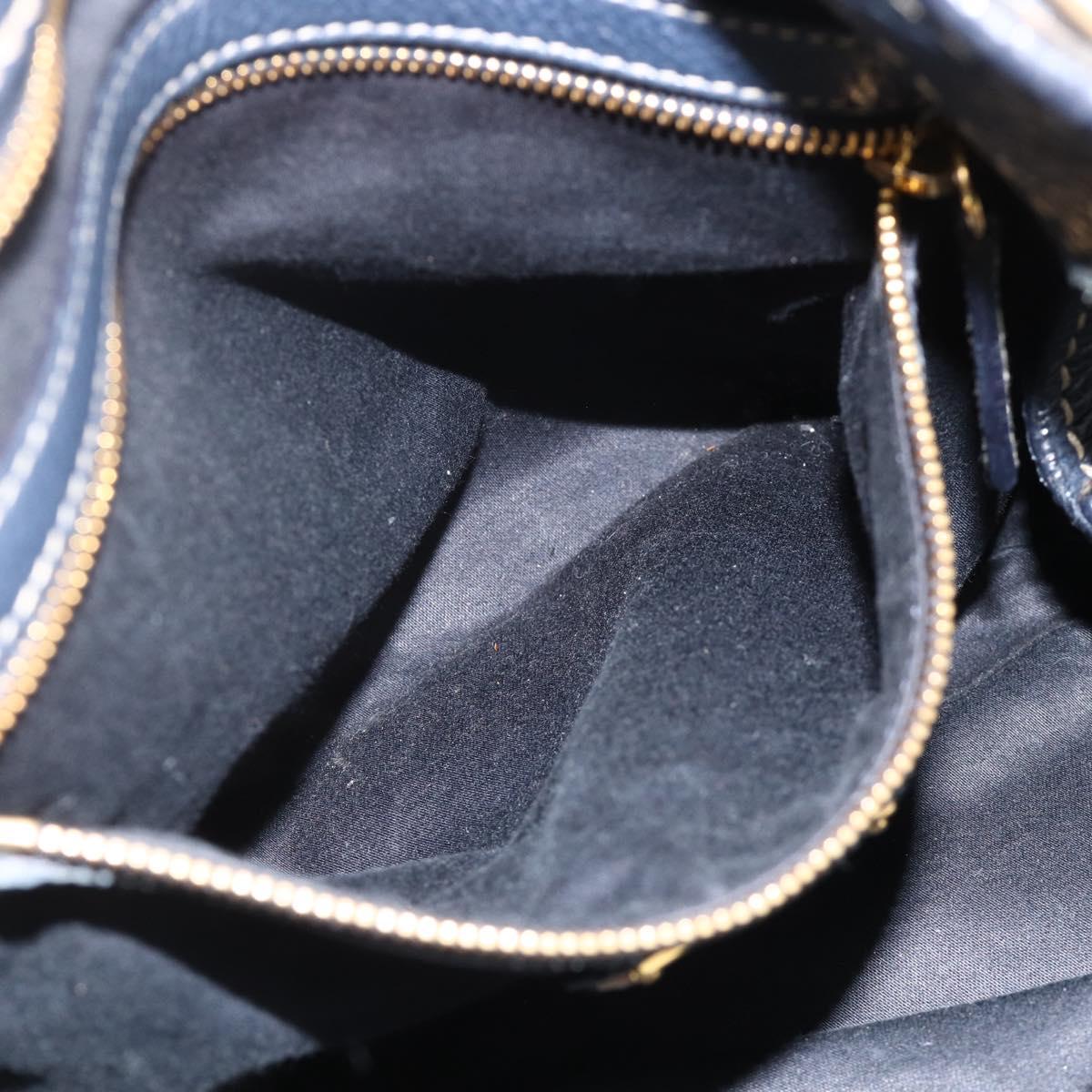 Miu Miu Hand Bag Leather Navy Gold Auth YKZ870A