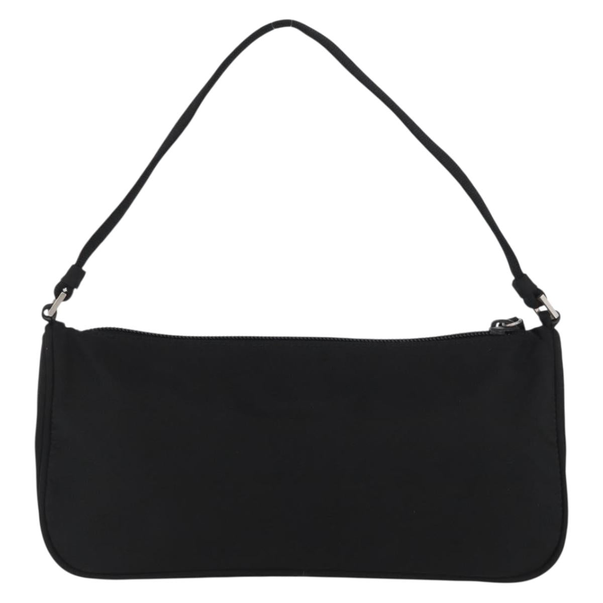 PRADA Accessory Pouch Nylon Black Silver Auth YKZ871A