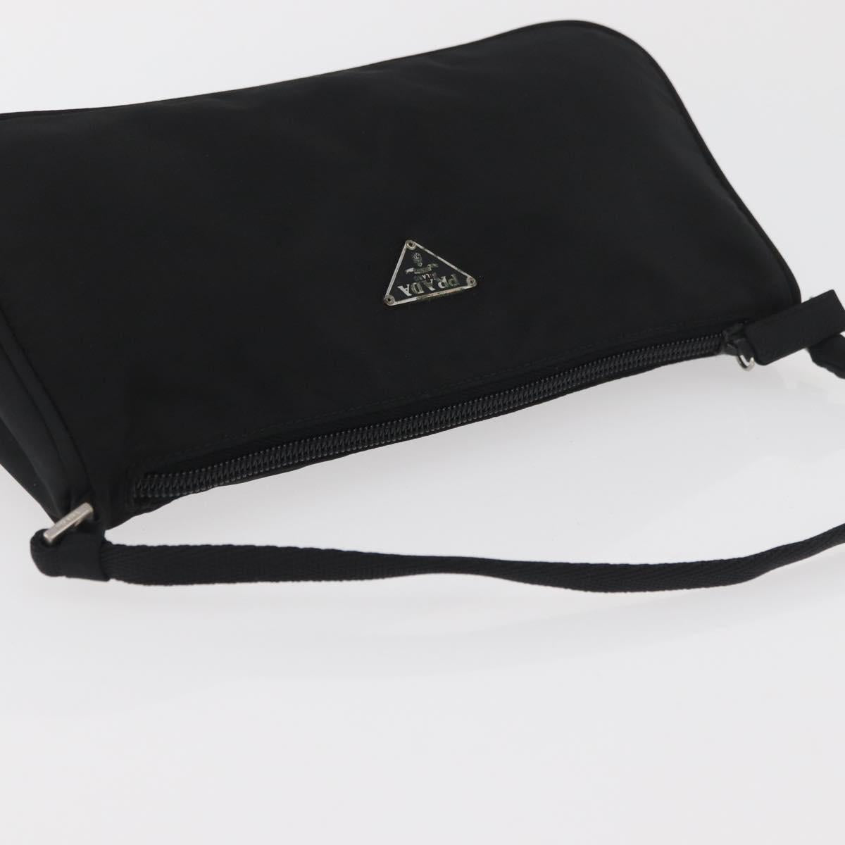 PRADA Accessory Pouch Nylon Black Silver Auth YKZ871A