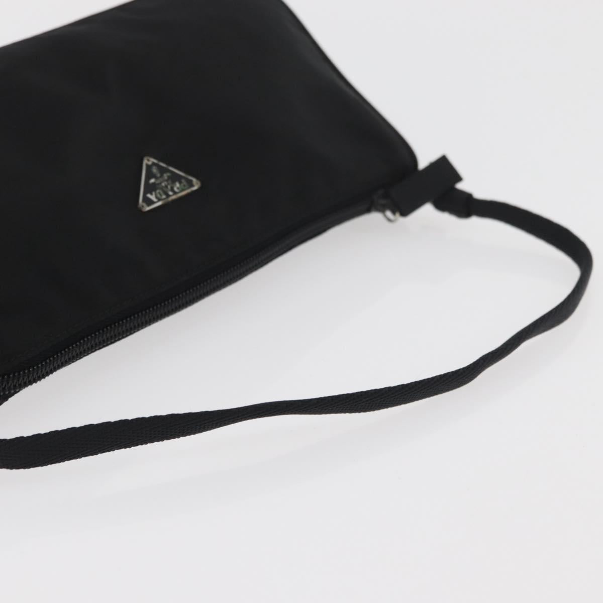 PRADA Accessory Pouch Nylon Black Silver Auth YKZ871A