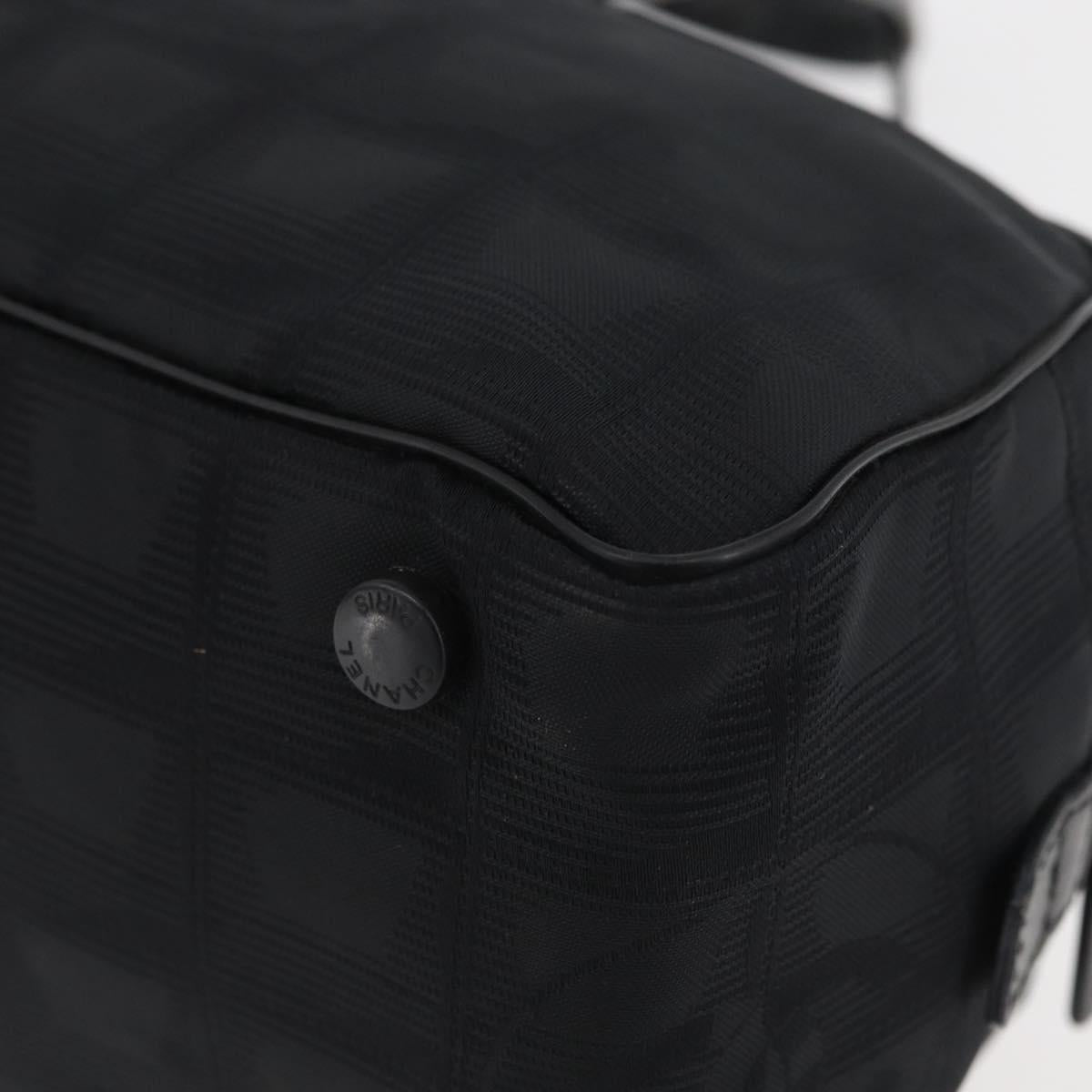 CHANEL New Travel Line Hand Bag Nylon Black CC Auth YKZ874