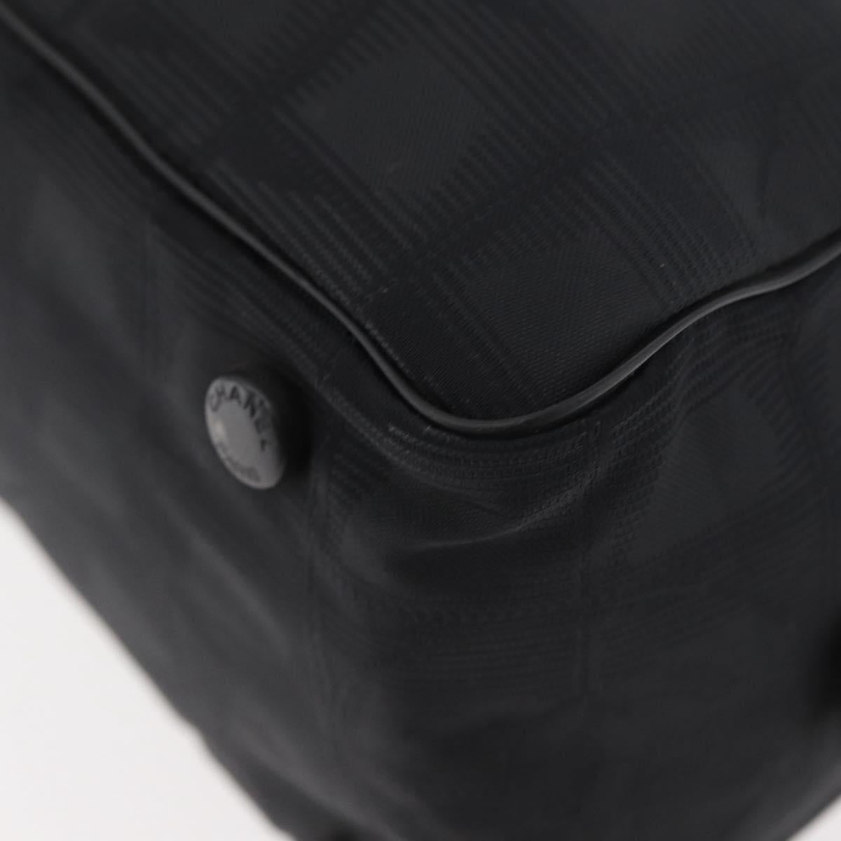 CHANEL New Travel Line Hand Bag Nylon Black CC Auth YKZ874