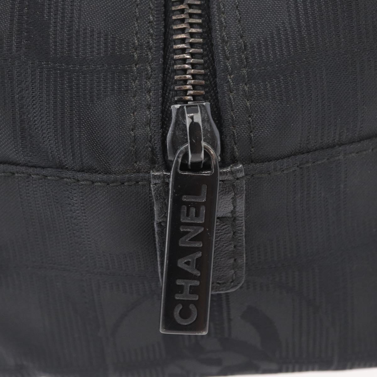 CHANEL New Travel Line Hand Bag Nylon Black CC Auth YKZ874